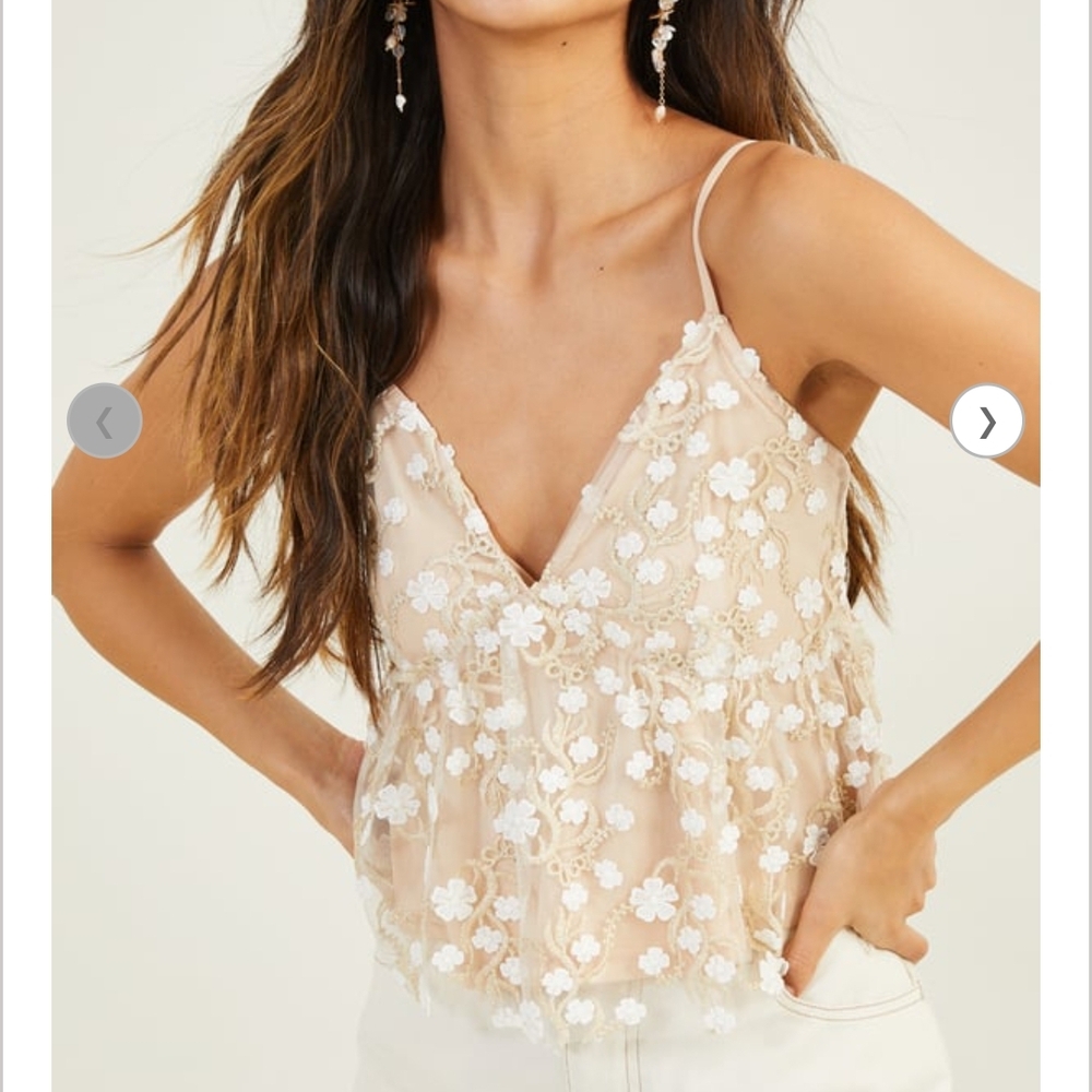 Cream Embellished Peplum Camisole